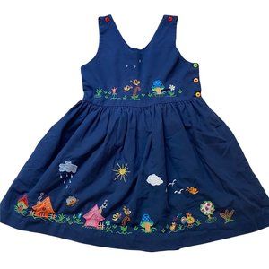 Emma Denim Embroidered Girls Dress Sz 4